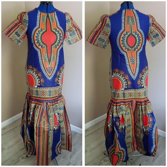 Royal Queen - Blue Dashiki Dress - Picture 3 of 8